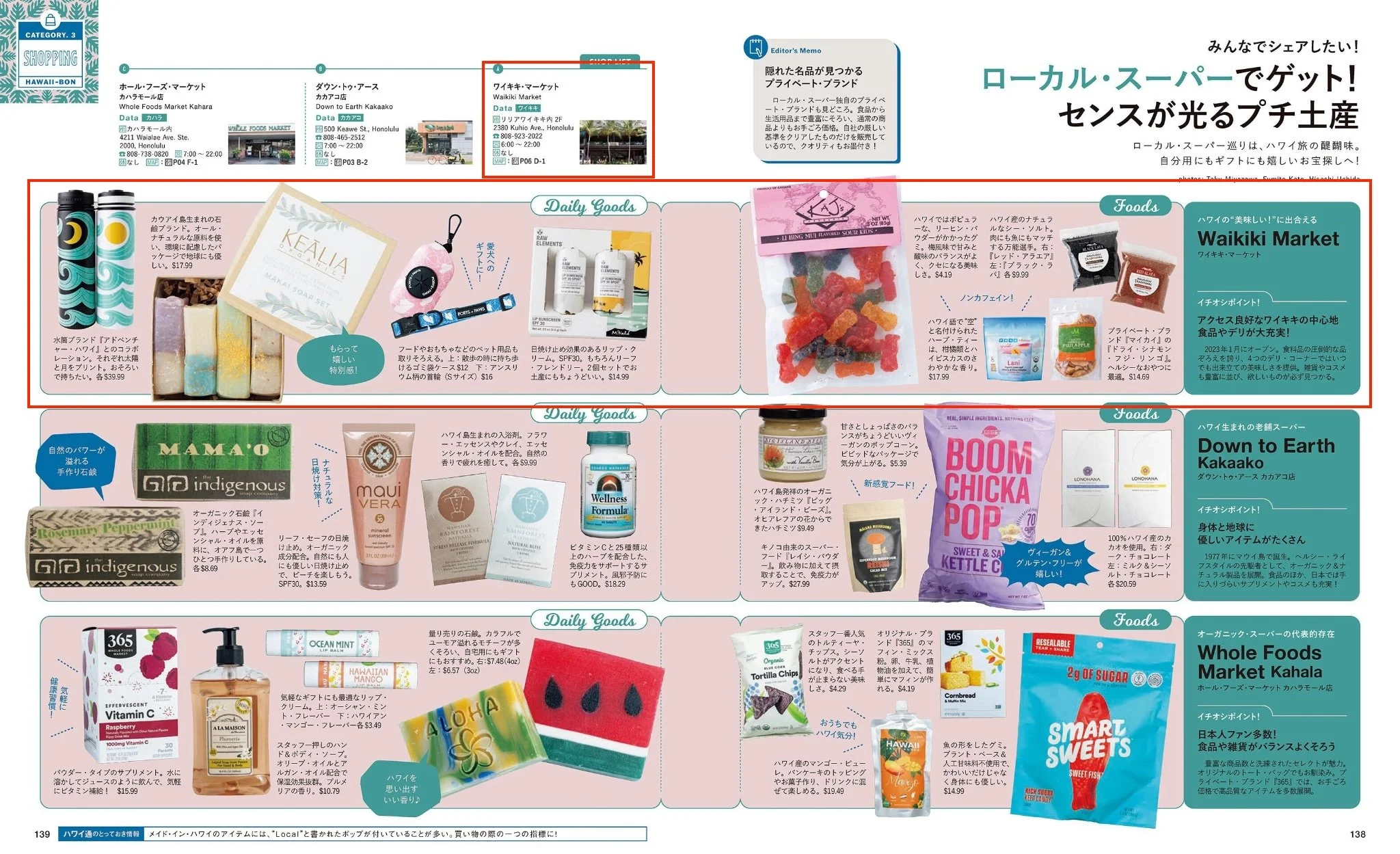 現在発売中の『ハワイ本2025』にフードランドとワイキキマーケットをご